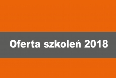 Napisz "Oferta szkoleń 2018" na szaro pomarańczowym tle