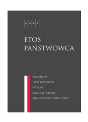 Okładka publikacji - na szarym tle biały tytuł oraz flaga biało-czerwona